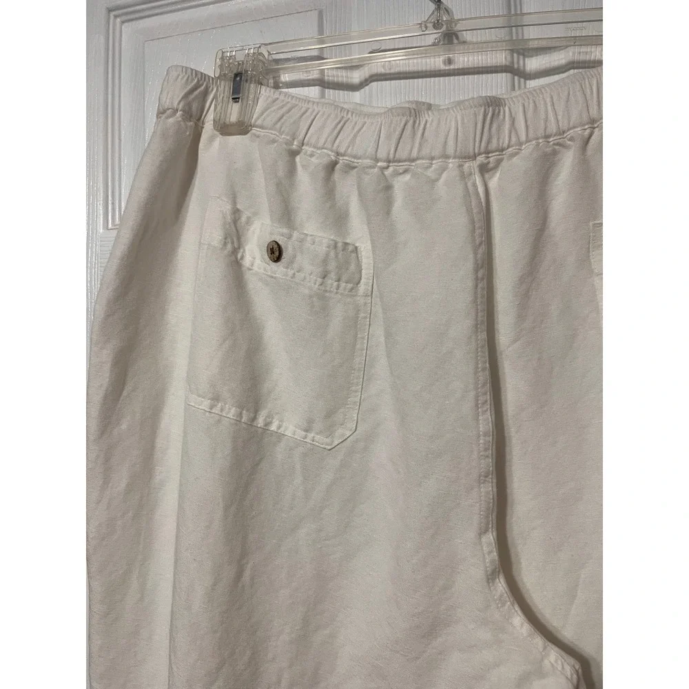 Cubavera Mens XXL Off White Linen Blend Drawstring Relaxed Summer Beach Pants